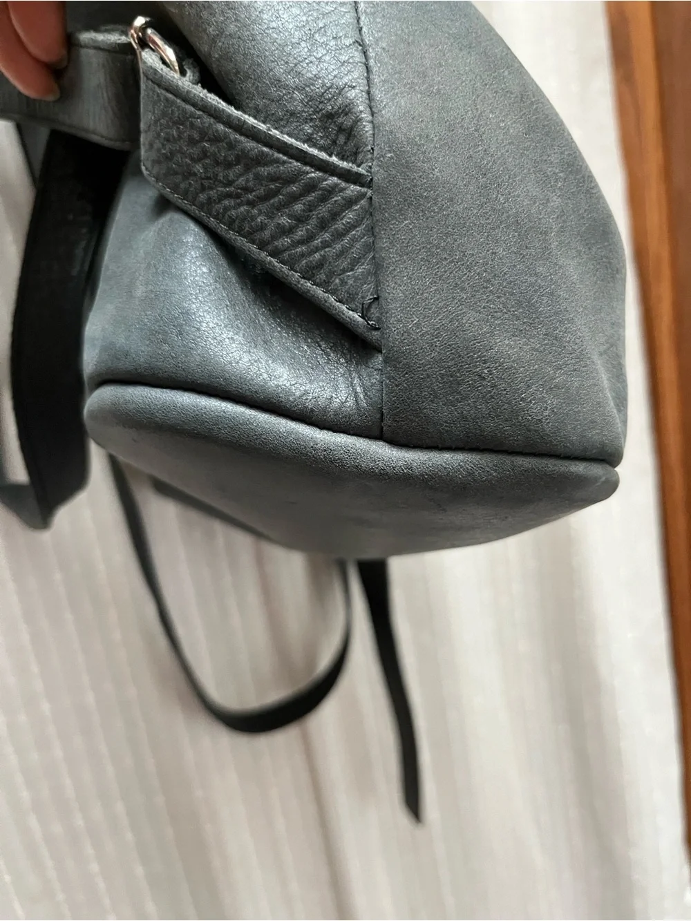 Vintage YURI Italy Black Pebbled Leather Drawstring Backpack Bag Rucksack